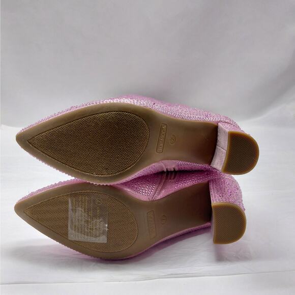 Top Moda Mariha Women's Rhinestone Knee High Boots 7 Pink Chunky Heel Retro Gogo - Picture 11 of 11